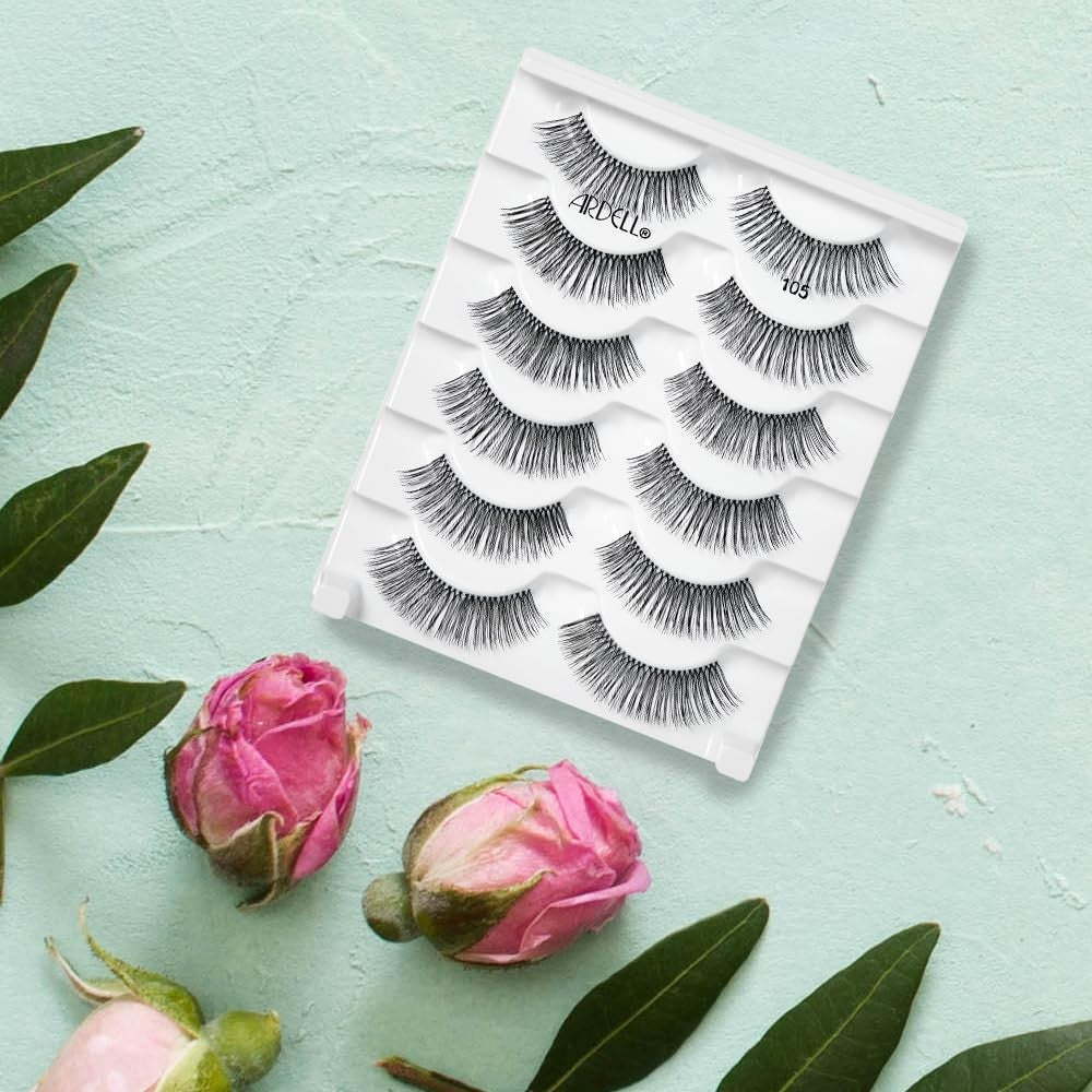 False Eyelashes Natural 105 Black 6 Pairs - Flared, Light Volume, Invisiband