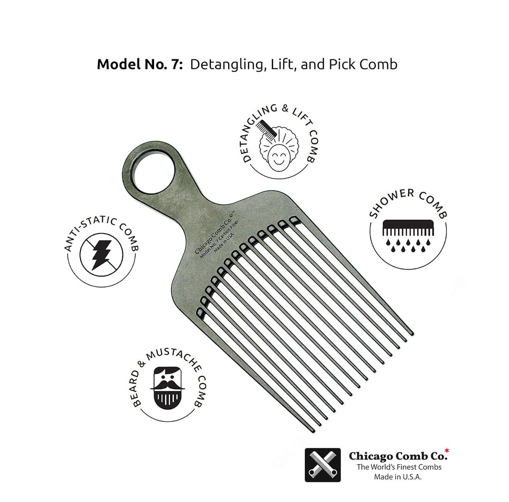 Carbon Fiber Pick Comb for Long Curly & Afro Hair - Detangling & Styling Tool