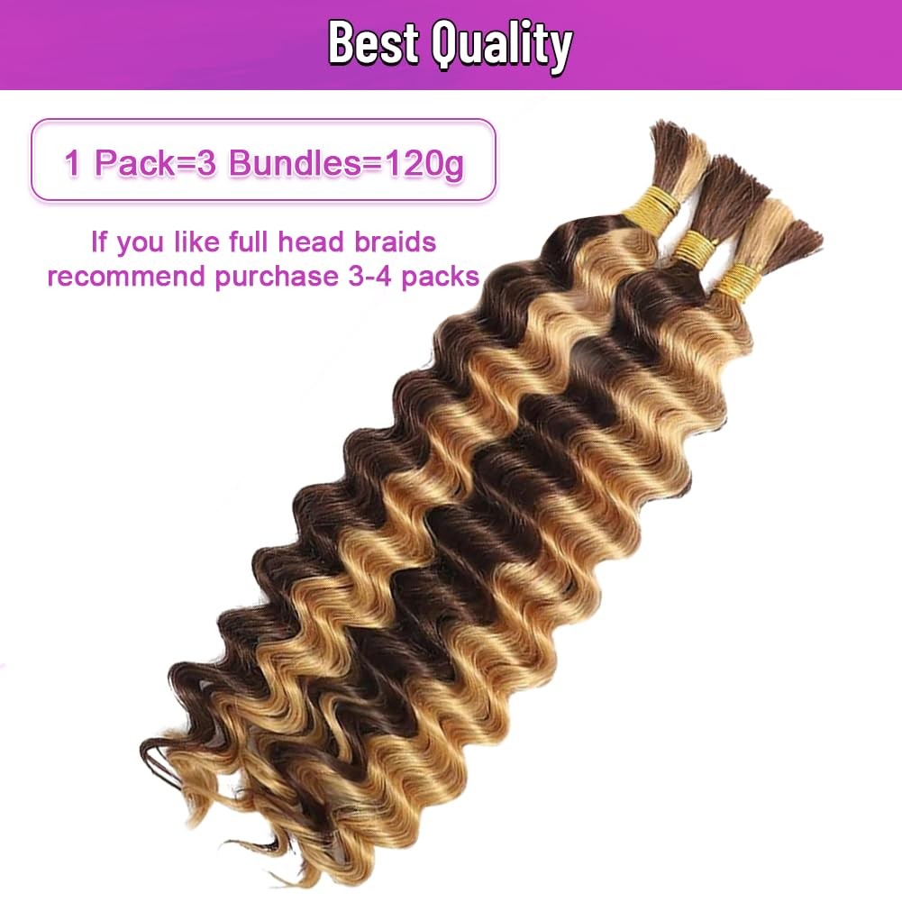 Human Braiding Hair 3 Bundles 22 Inch Curly Deep Wave Ombre 4/27