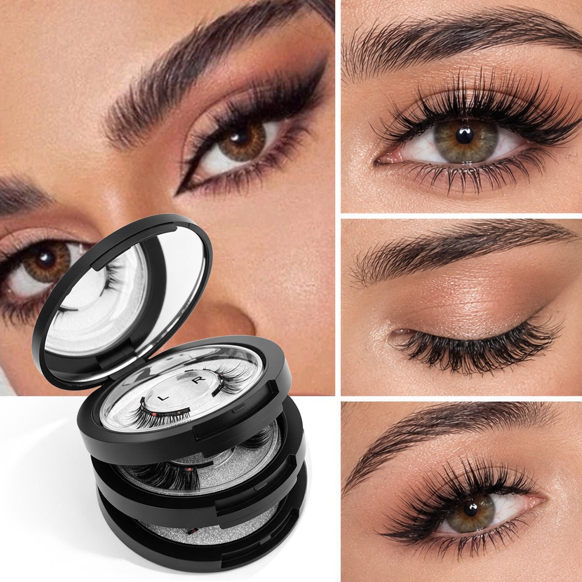 Magnetic False Eyelashes Kit Reusable Natural Look with Applicator