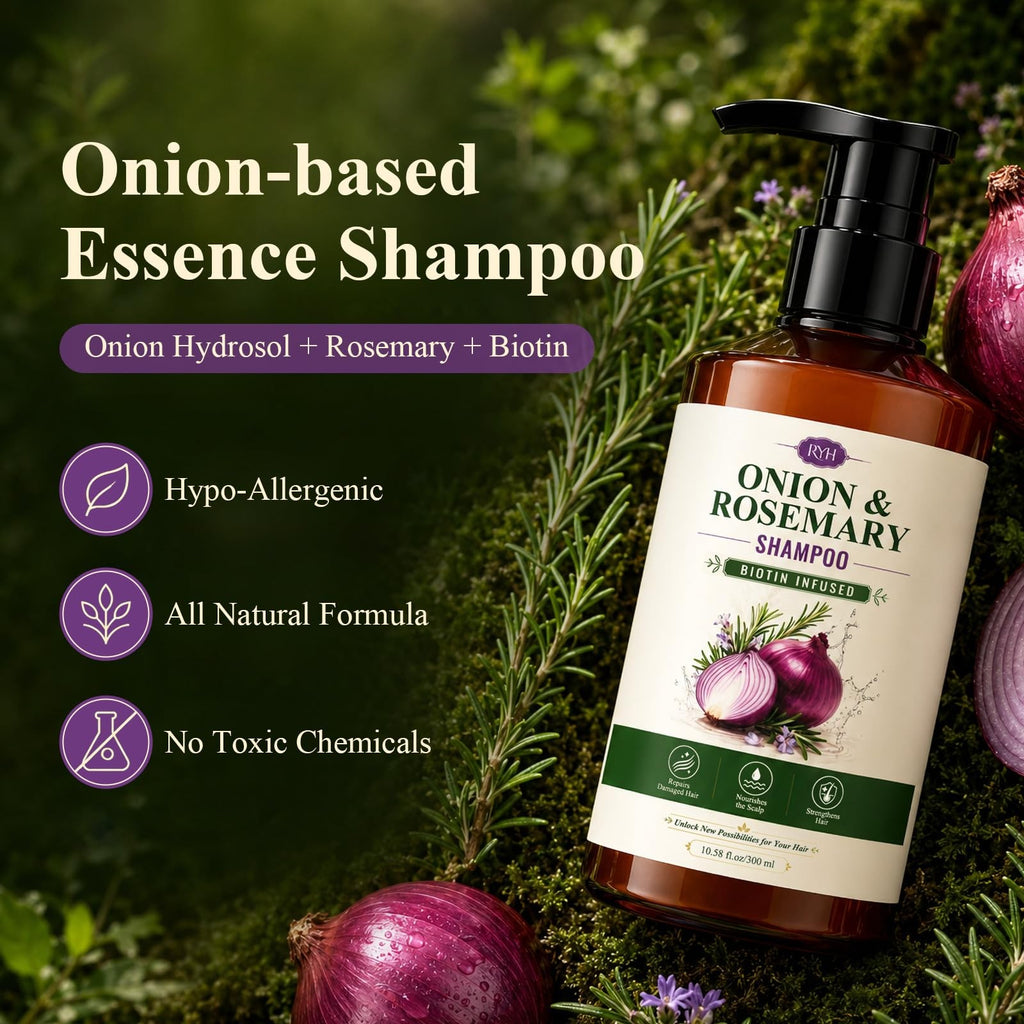 Onion Hydrosol Shampoo for Hair Growth with Biotin & Rosemary - Natural Hair Thickening Cleanser