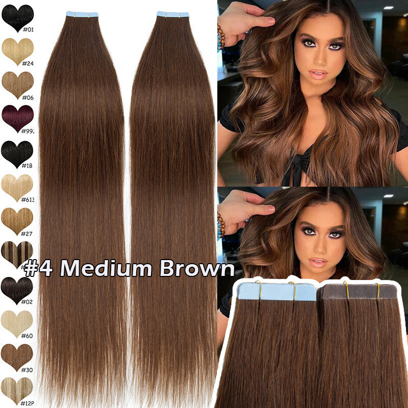 Thick Russian Tape-In Hair Extensions - Remy Human Hair Full Head