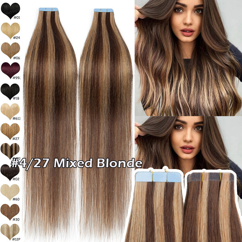 Thick Russian Tape-In Hair Extensions - Remy Human Hair Full Head