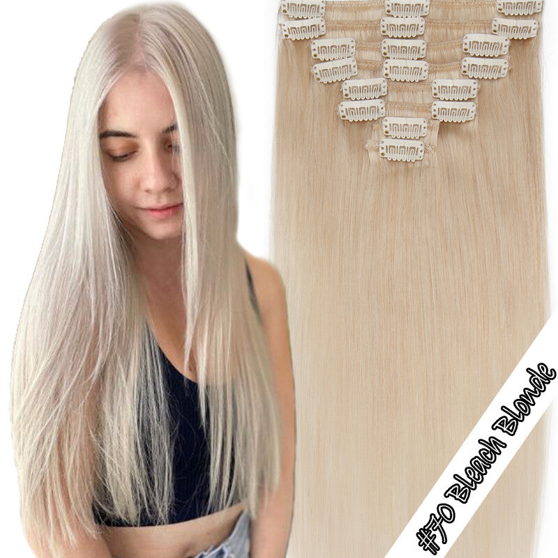 Clip-In 100% Remy Human Hair Extensions for Full Head - Multiple Colors & Lengths