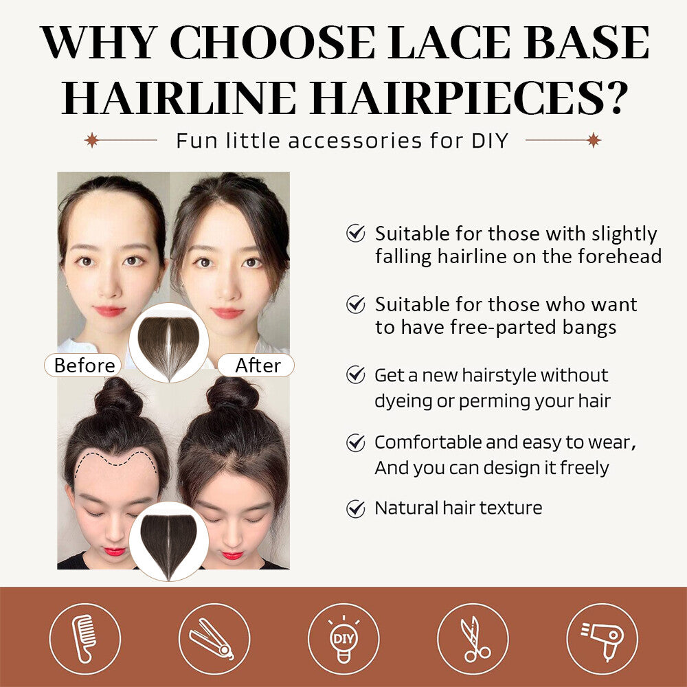 Full Lace Human Hair Topper with Front Hairline & Hand-Tied Top - Multiple Colors