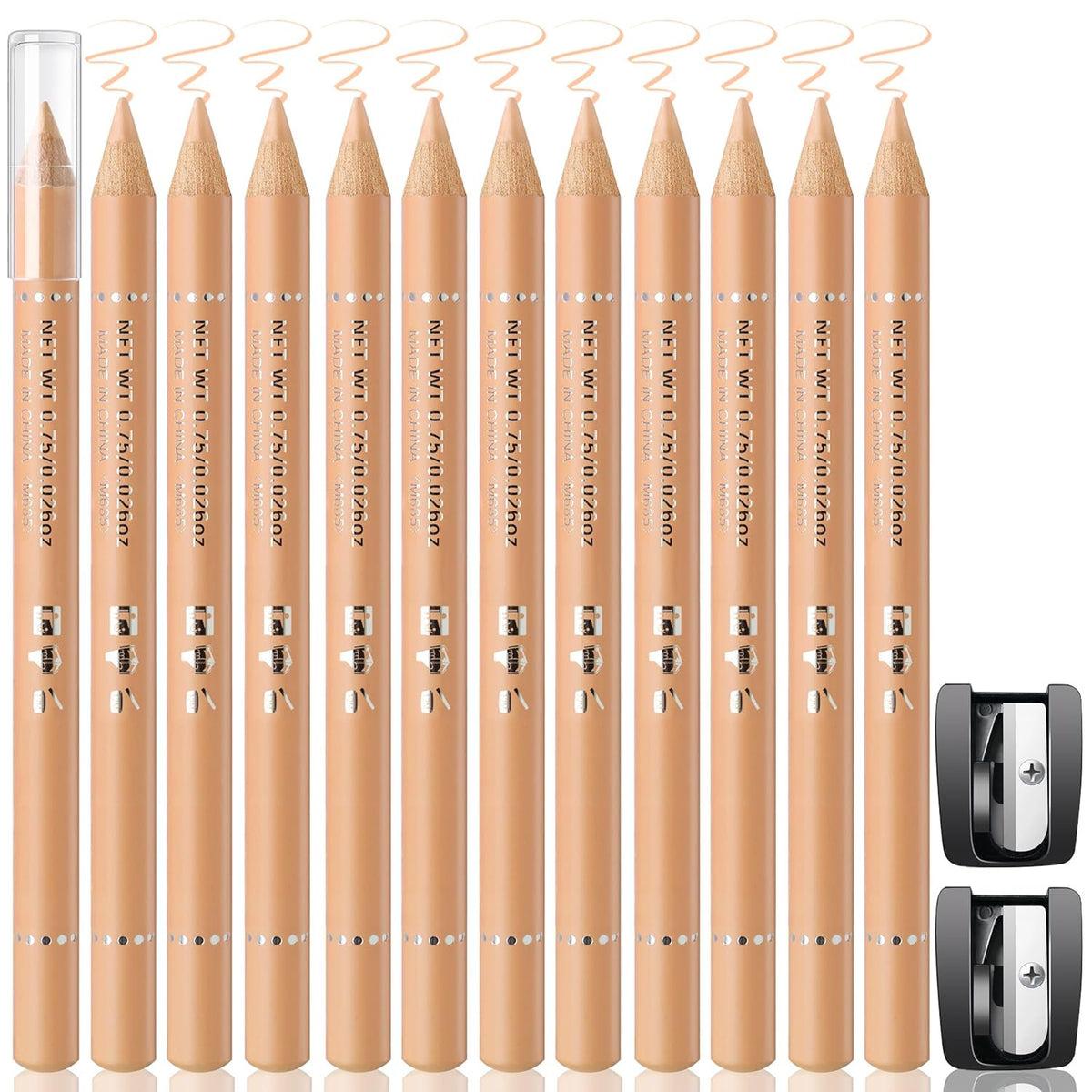 12Pcs Barber Skin Tone Hairline Pencil Set for Beard & Eyebrow Edging