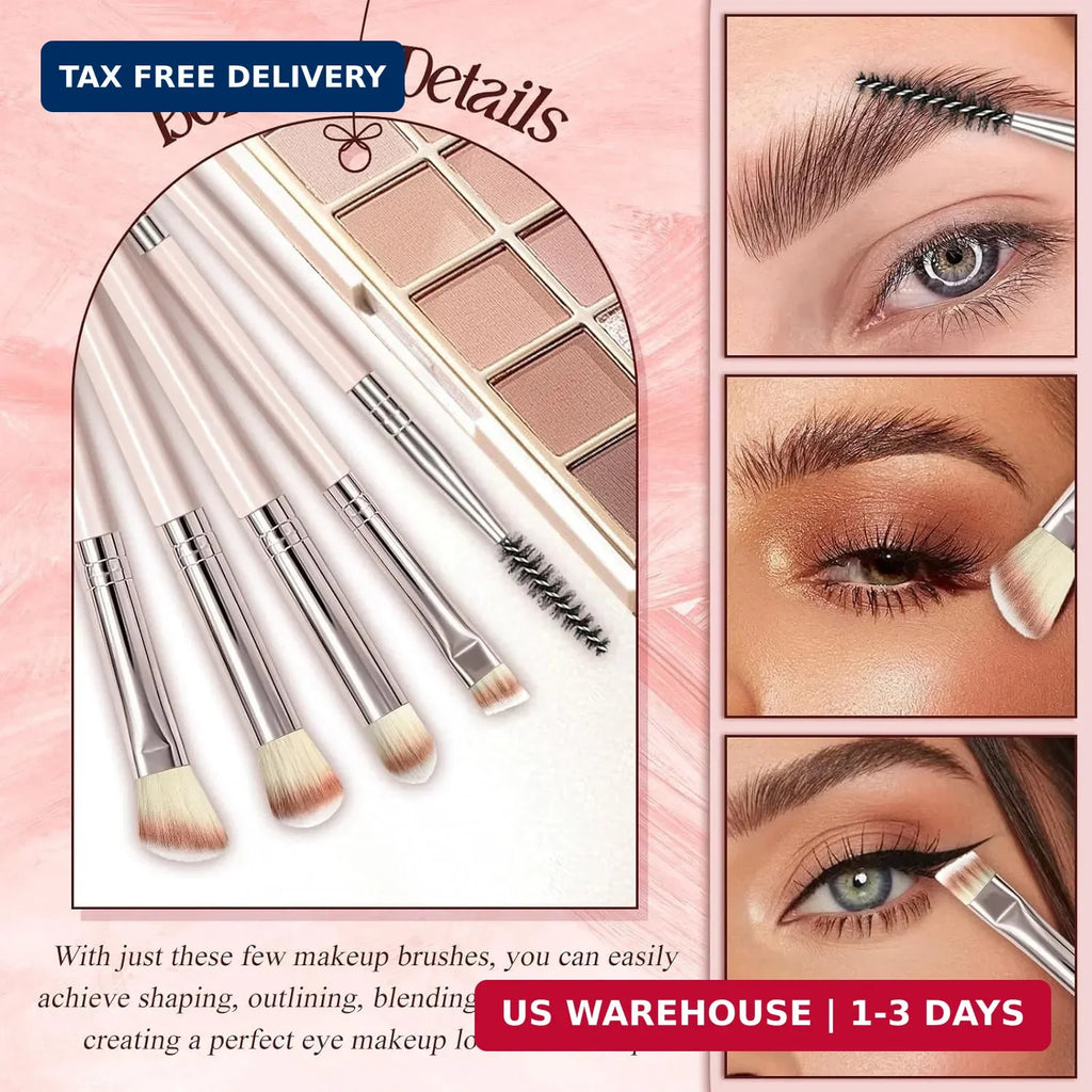 10-Piece Synthetic Makeup Brush Set for Face and Eyes - Travel Friendly
