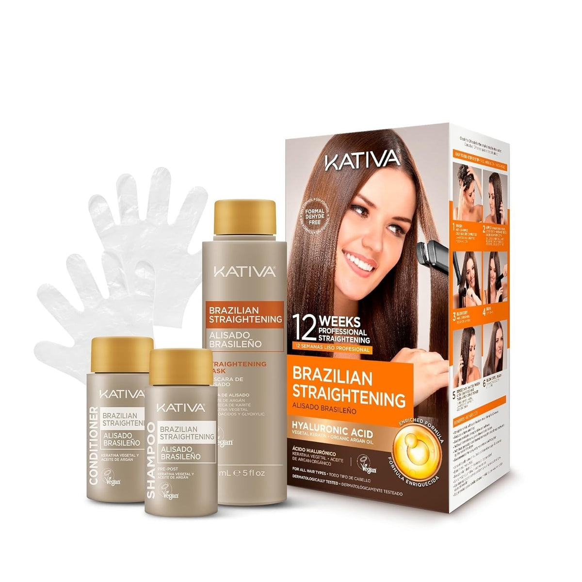 Brazilian Straightening Kit for Hair - 12 Weeks Home Use with Keratin, Argan Oil & Shea Butter