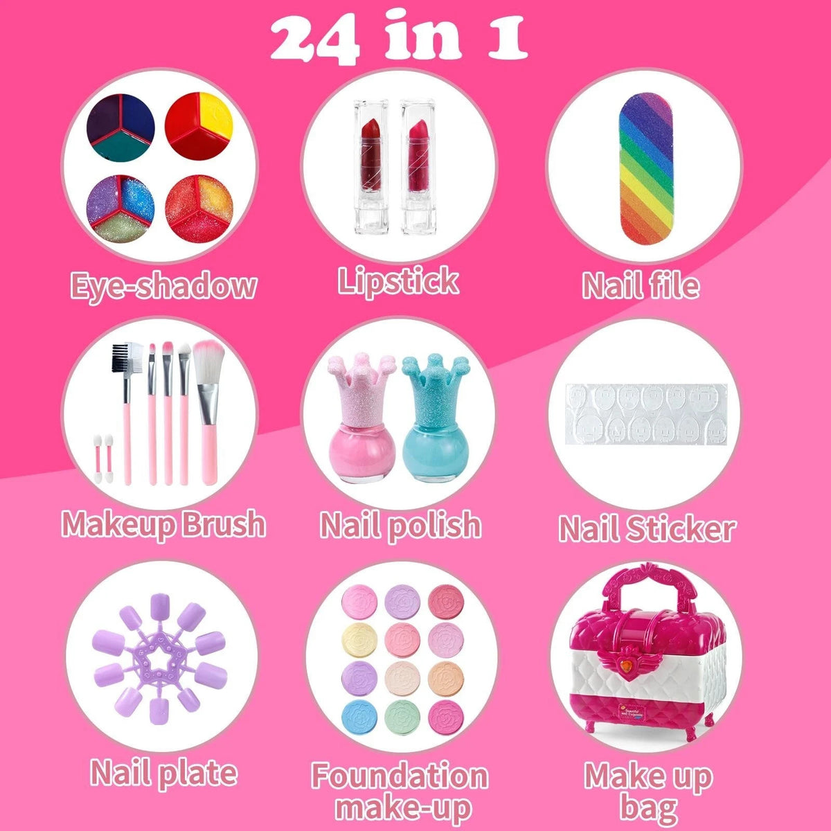 Kids Washable Makeup Set for Girls Pretend Play Princess Toy Gift
