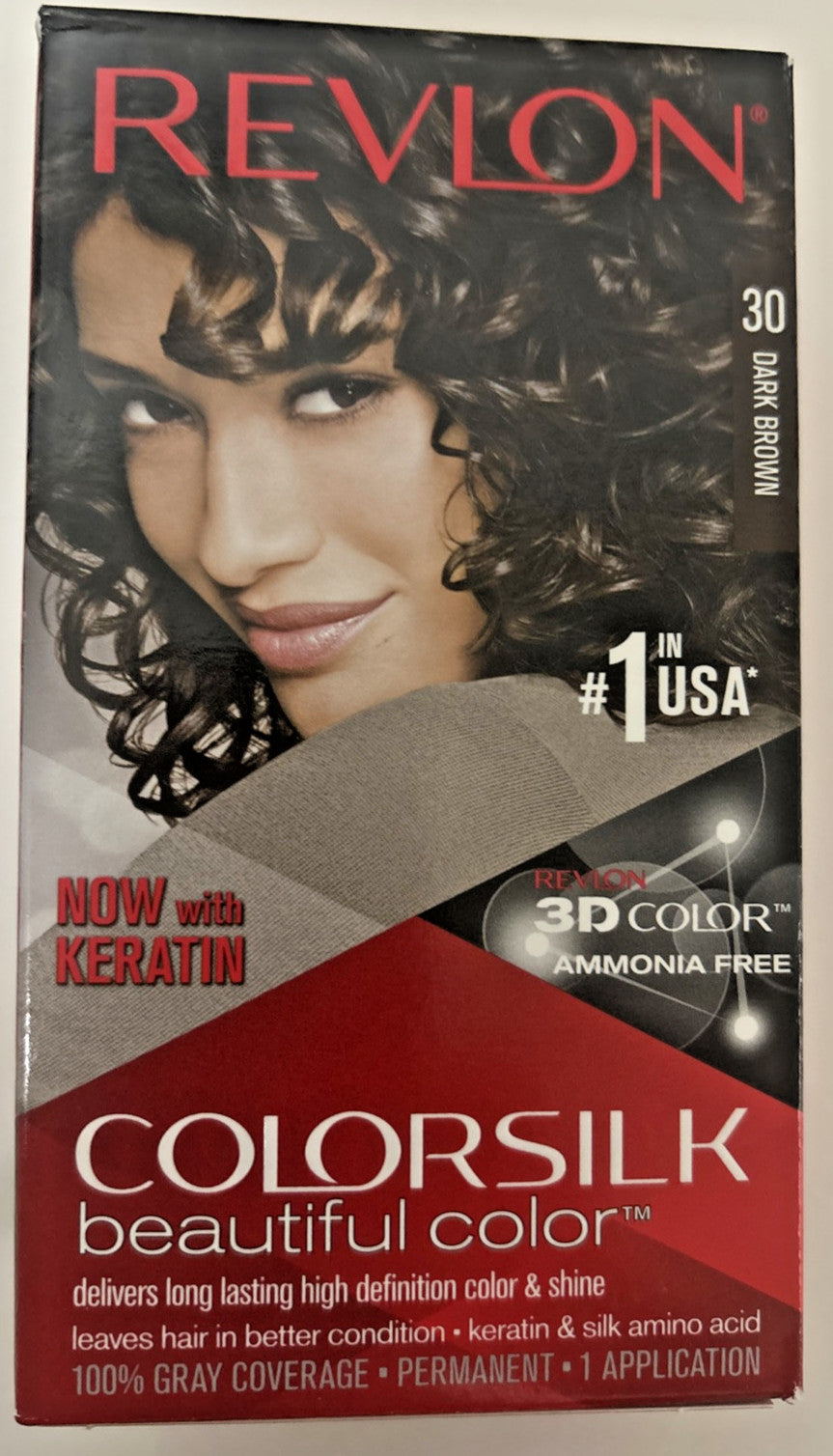 Dark Brown Hair Color Permanent Kit - Ammonium Free with Keratin, Pack of 3