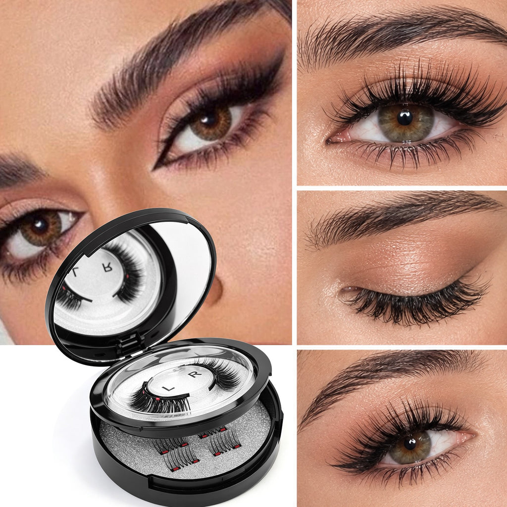Reusable Magnetic Eyelashes with Applicator - Natural Style, No Glue Needed