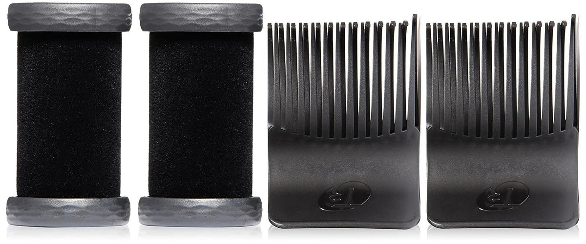 Volumizing Hair Hot Rollers Set - Black Velvet Flocking, Cool Grip, 2 Pieces