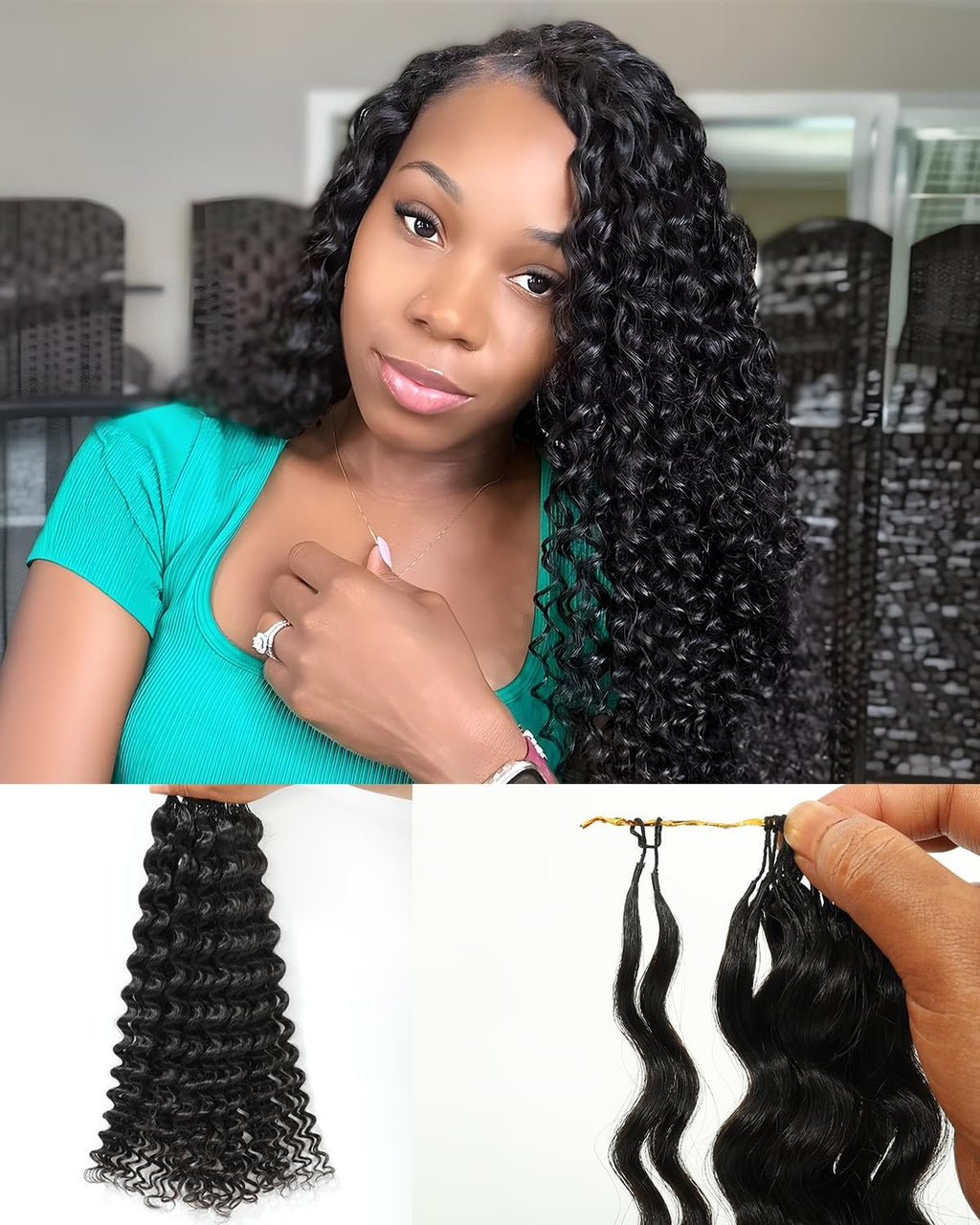 Deep Wave Crochet Hair Extensions 20 Inch Pre-Separated Human Hair - Natural Color