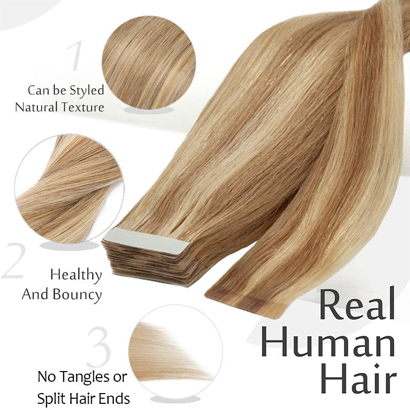 Remy Human Hair Extensions Tape-In Traceless Skin Weft 40PCS Multiple Lengths & Colors