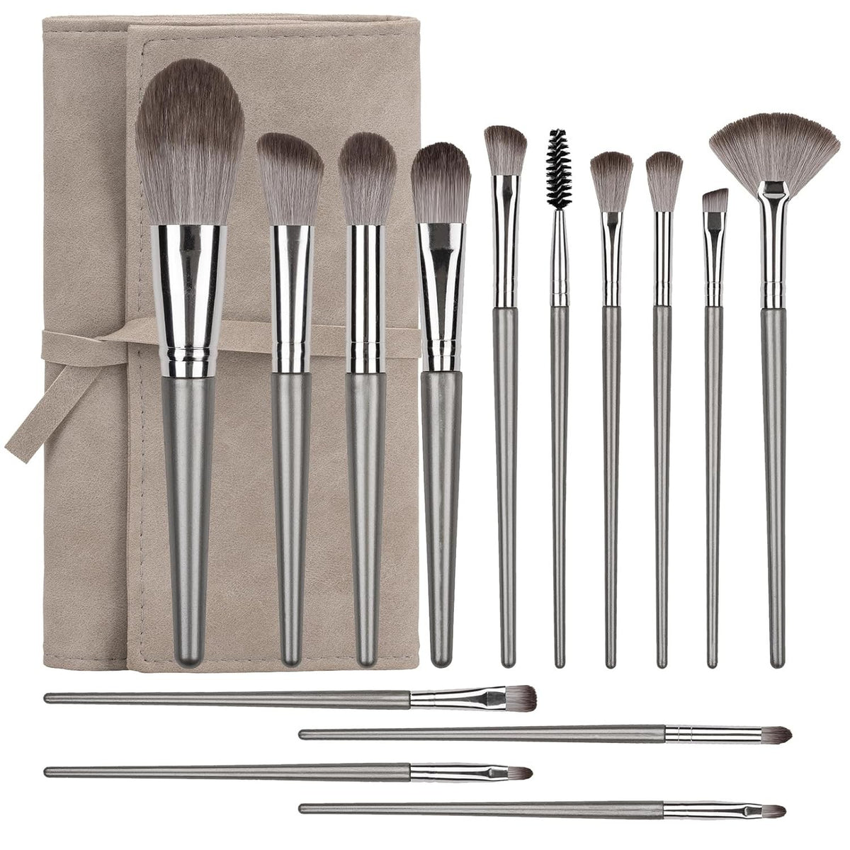 14-Piece Professional Makeup Brush Set with Synthetic Bristles and PU Bag