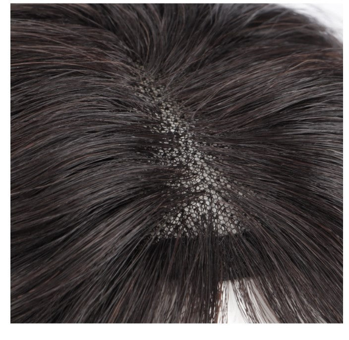 10-Inch Human Hair Clip-In Wavy Curly Hair Topper for Women