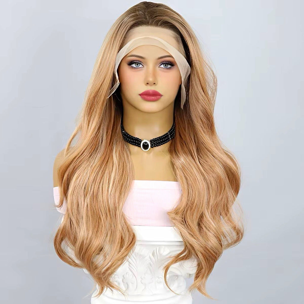 Golden Wave Warm Blonde Wavy 26-Inch Lace Front Wig High Heat Resistant