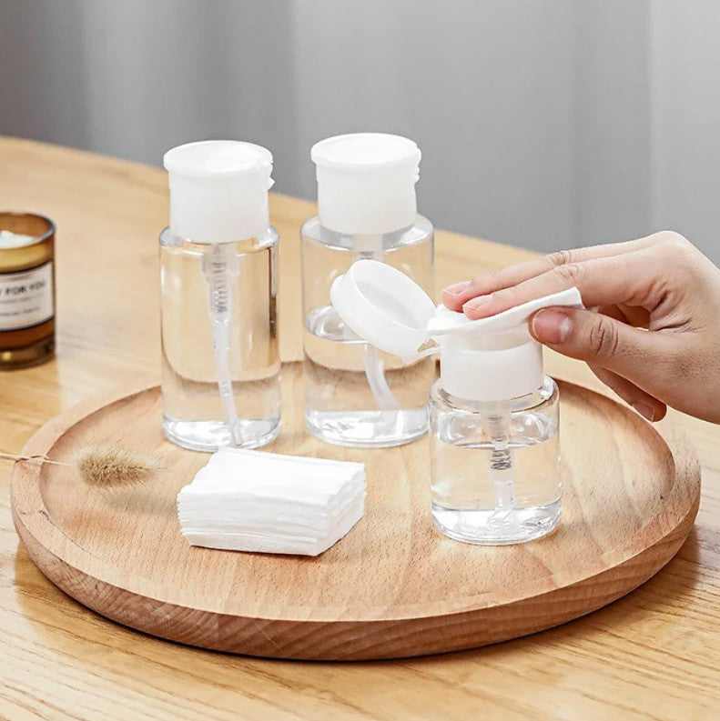 Refillable Push-Down Dispenser Bottle for Nail Polish Remover Makeup Liquids
