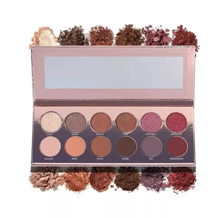12-Color Eye Shadow Palette with Matte & Metallic Shades - Long Wear Makeup