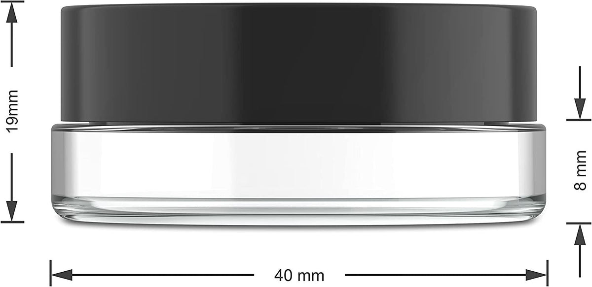 7ml Glass Concentrate Jars with Black Caps - Storage for Wax & Shatter