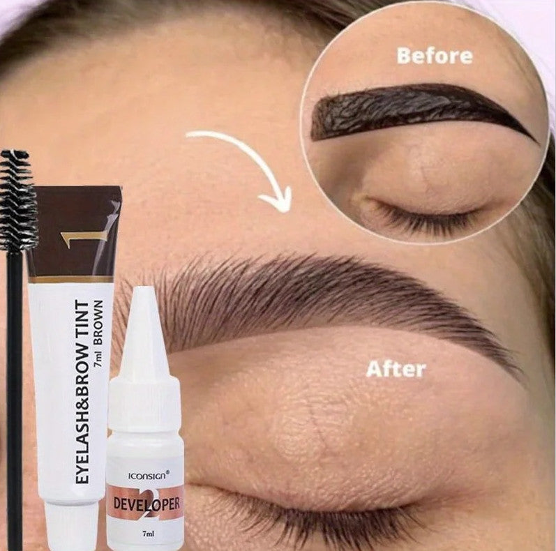 Waterproof 2-in-1 Eyebrow and Eyelash Tint Kit for Long-Lasting Color