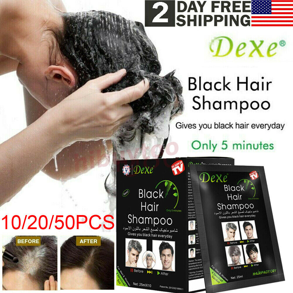 10-50Pcs Black Hair Dye Shampoo for Gray White Hair Cover in 5 Minutes - Unisex