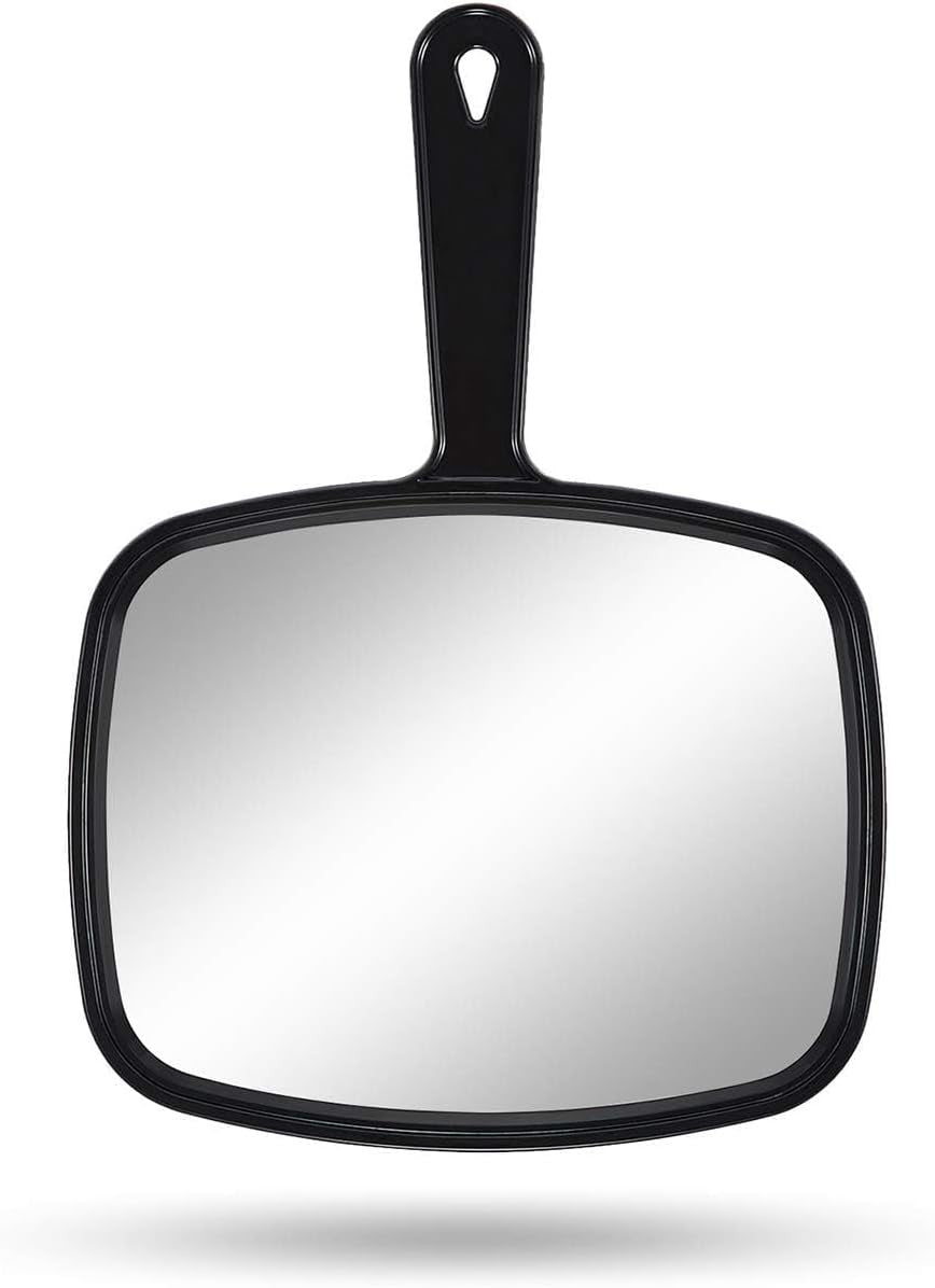 10.3-Inch Hand Mirror for Makeup and Hair Styling - Black