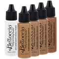 Airbrush Foundation Set for Tan Skin Tones – 4 1/2 oz Foundations + Anti-Aging Primer & Sunless Tanner