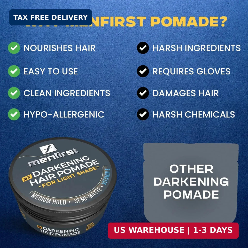MenFirst Darkening Hair Pomade for Men - Light Shades, Gray Coverage & Styling