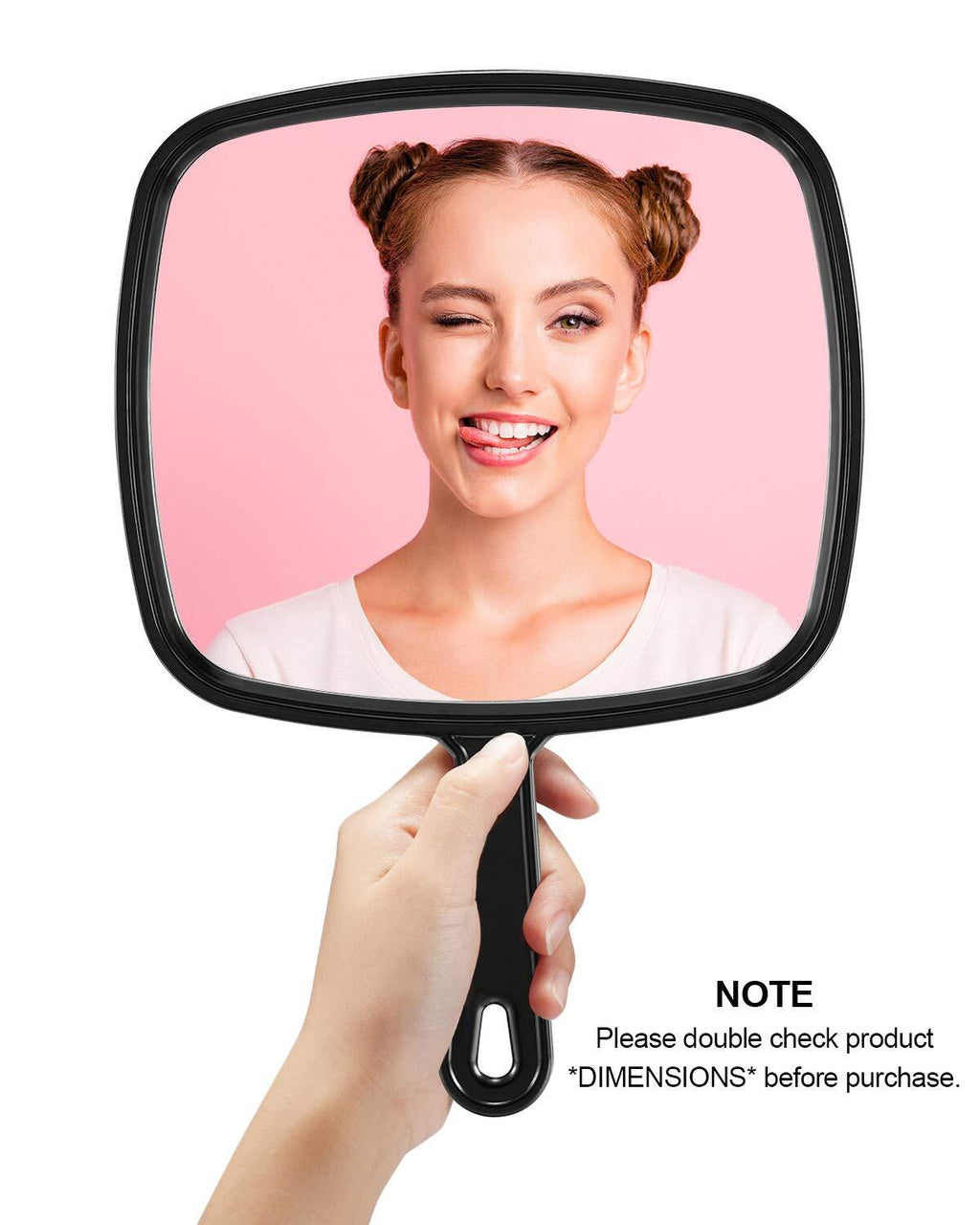 Large Handheld Mirror for Salon & Makeup - Black, 9.1 x 12.6 Inches