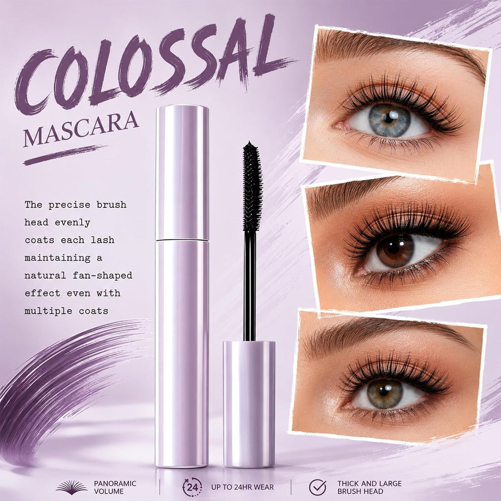 Long Lasting Curl Mascara for Older Women - Lengthening & Volumizing, Water Resistant, Hypoallergenic, Black & Brown 2-Pack