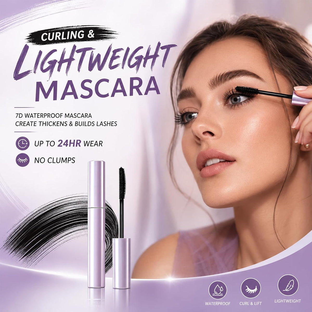Long Lasting Curl Mascara for Older Women - Lengthening & Volumizing, Water Resistant, Hypoallergenic, Black & Brown 2-Pack
