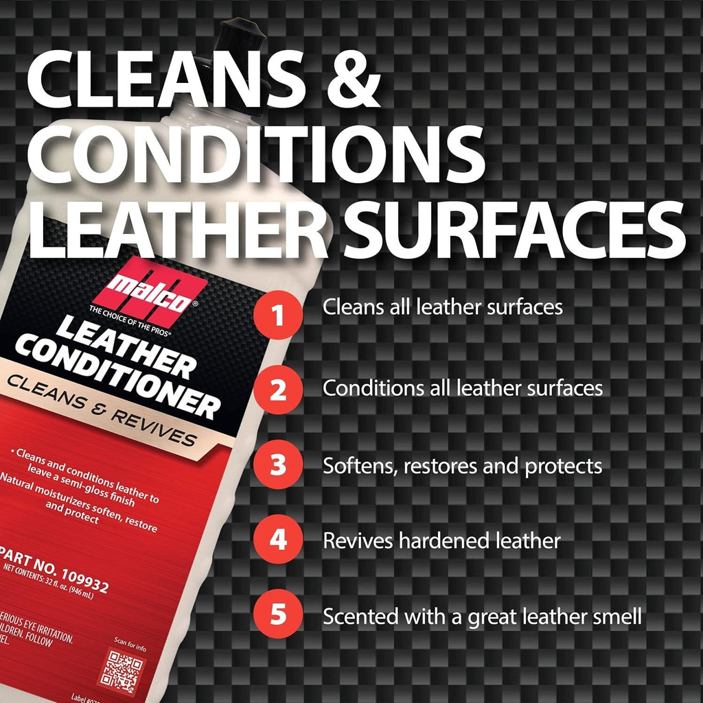 Leather Conditioner for Automotive Interiors 32 Oz UV Protection - Restores & Protects