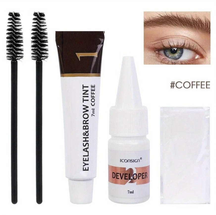 Waterproof 2-in-1 Eyebrow and Eyelash Tint Kit for Long-Lasting Color