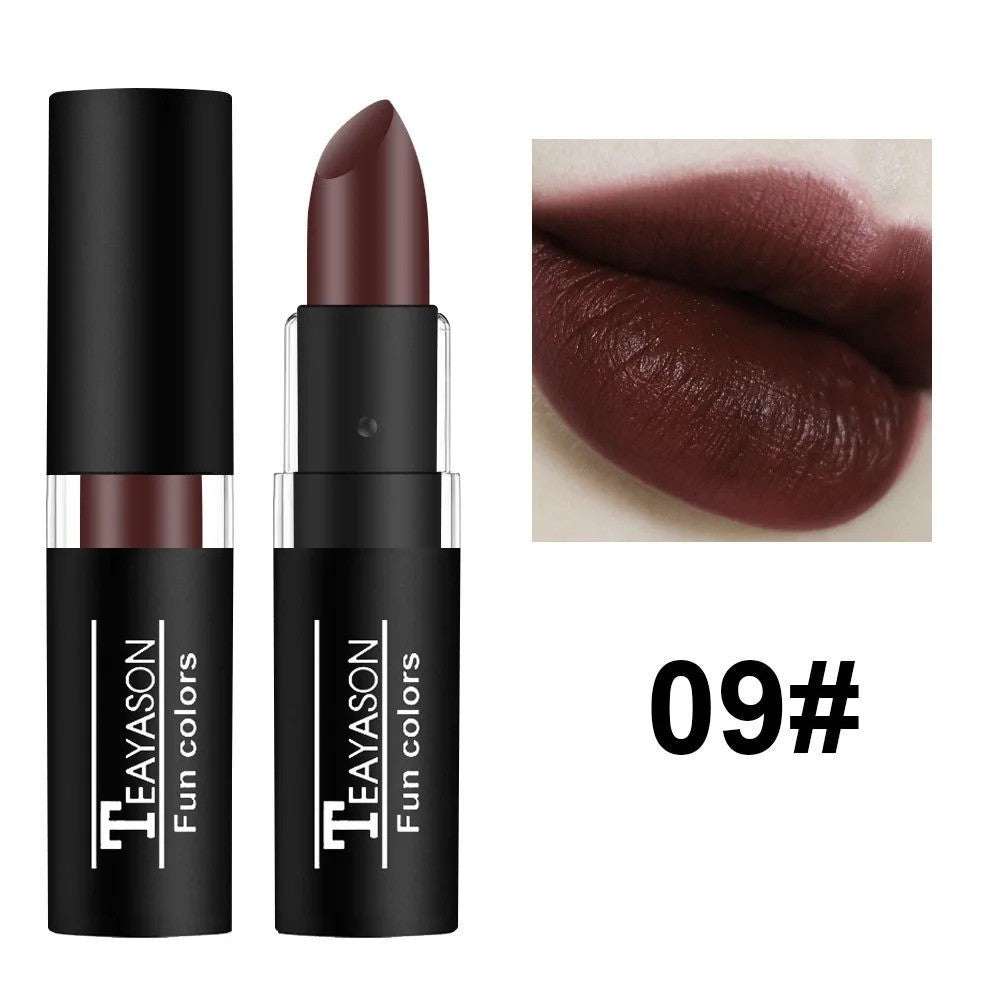 12-Color Matte Waterproof Long Lasting Lipstick Set - Black Blue Purple Green