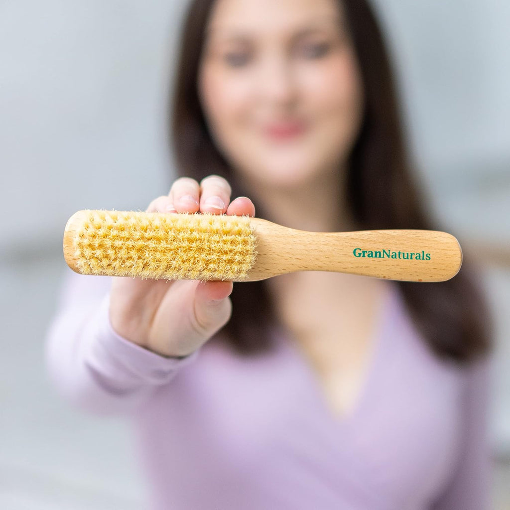Boar Bristle Hair Brush for Smoothing & Styling - White Natural Oil Dispenser