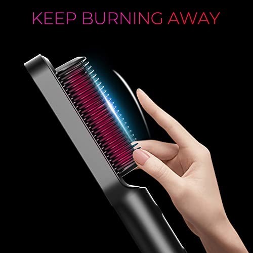 Hot Comb Hair Straightener Brush for Women, Fast Heating Frizz Control