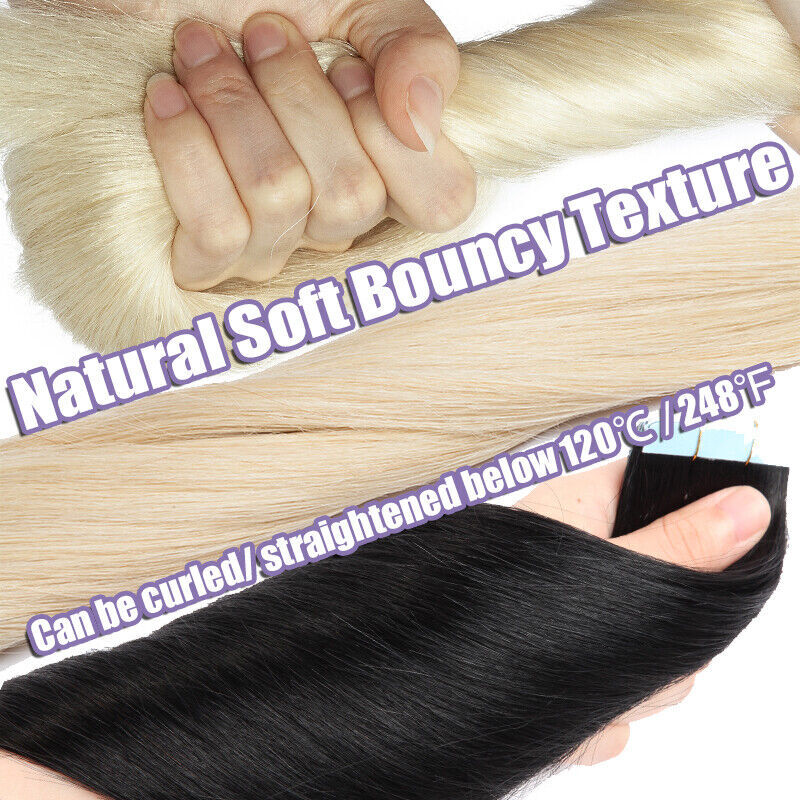 Real Remy Human Hair Extensions Tape-In Weft 24 Inches Thick & Natural Looking