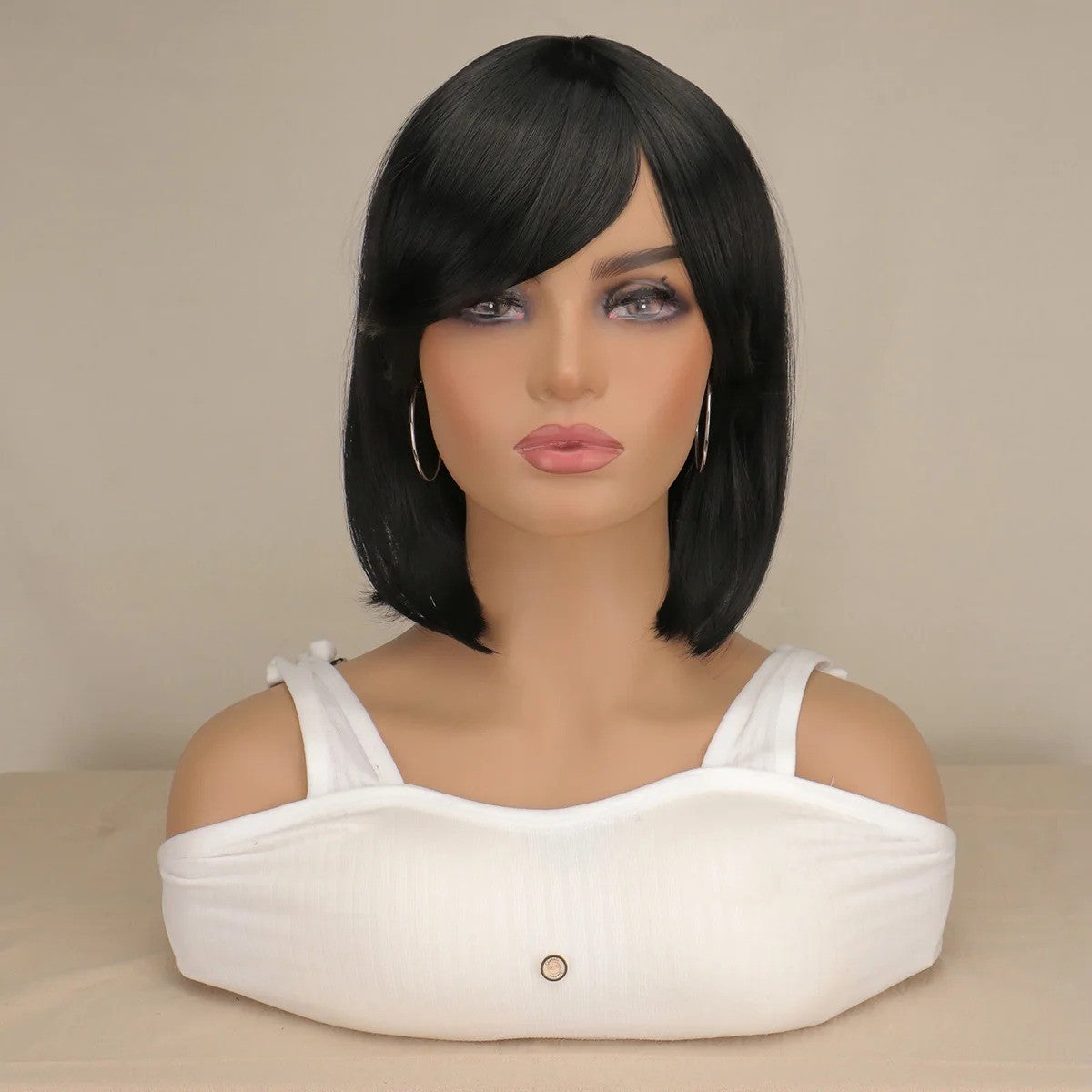 12-Inch Short Bob Wigs for Women and Girls - Straight Synthetic Hair, Heat-Resistant, Natural Black & Brown