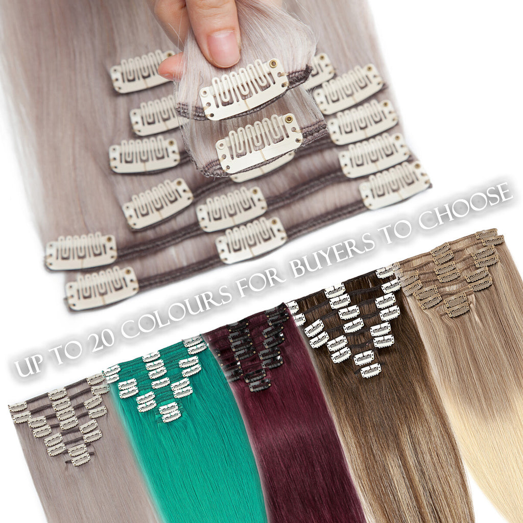 Clip-In Hair Extensions Full Head 8 Pieces Remy Human Hair 4-24 Inches