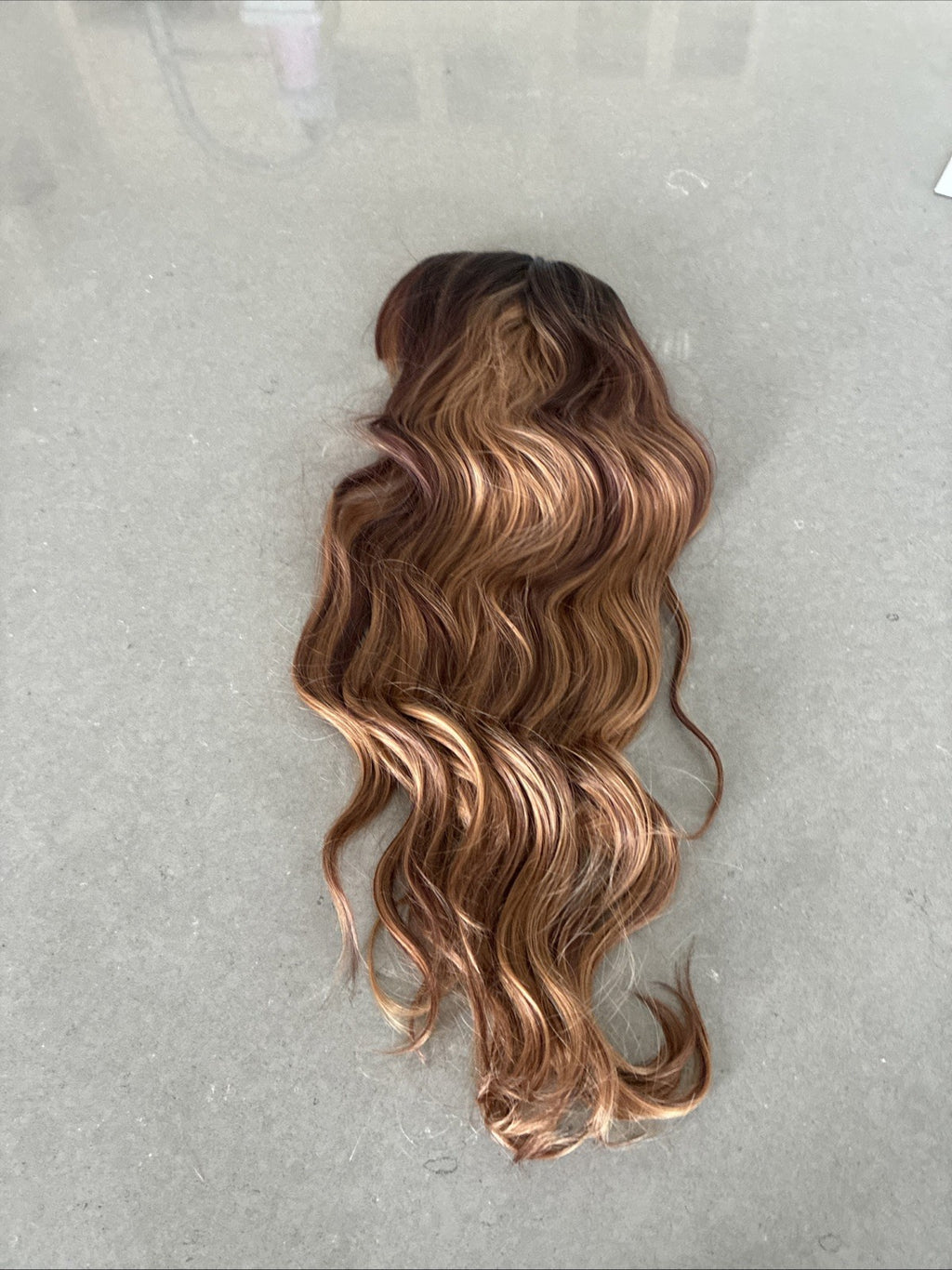 28-Inch Curly Synthetic Wig with Bangs Natural Black Highlights - Fast Shipping