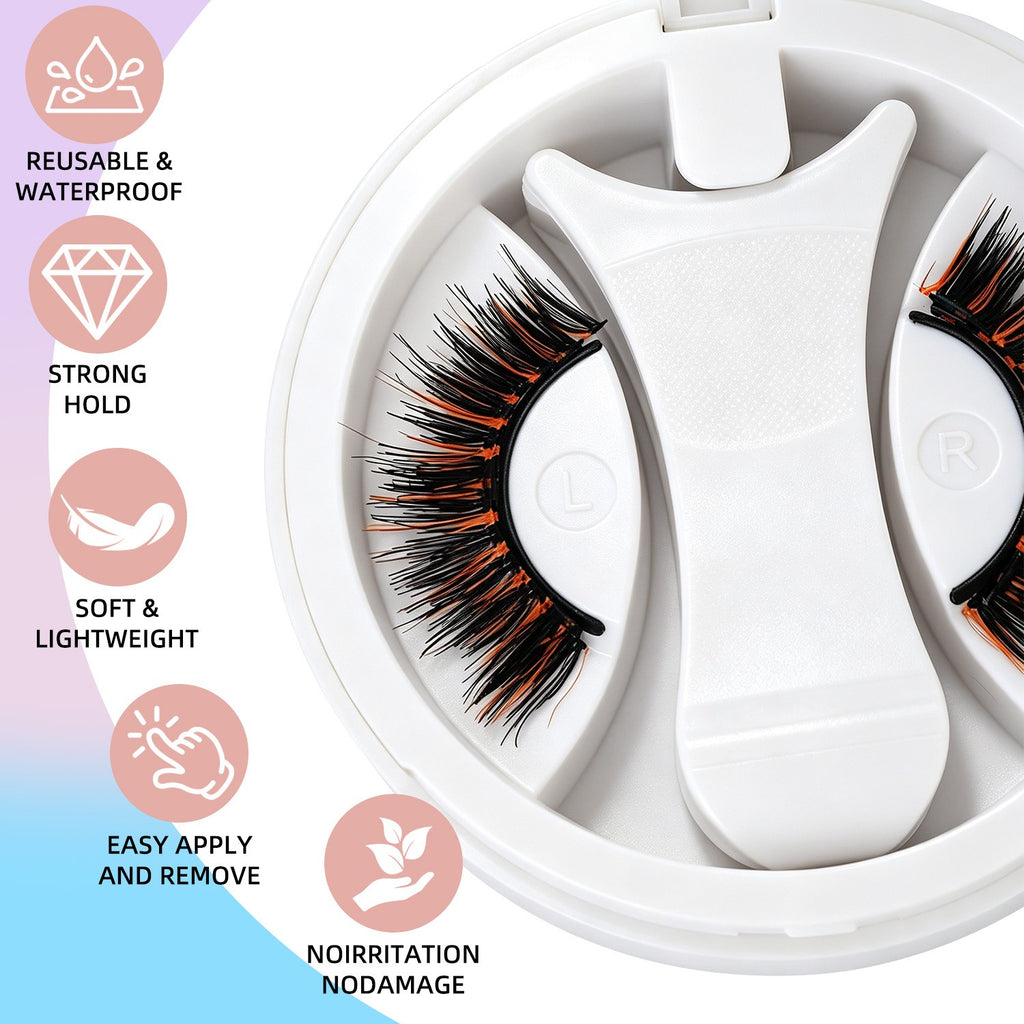 No Glue Magnetic False Eyelashes with Reusable Applicator Waterproof Glam Lashes