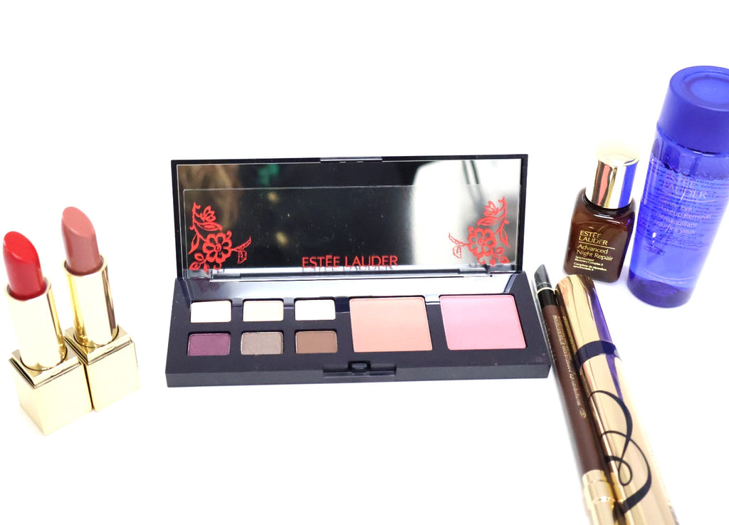Estee Lauder 7-Piece Makeup Gift Set with Lipsticks, Eye Palette & Skincare