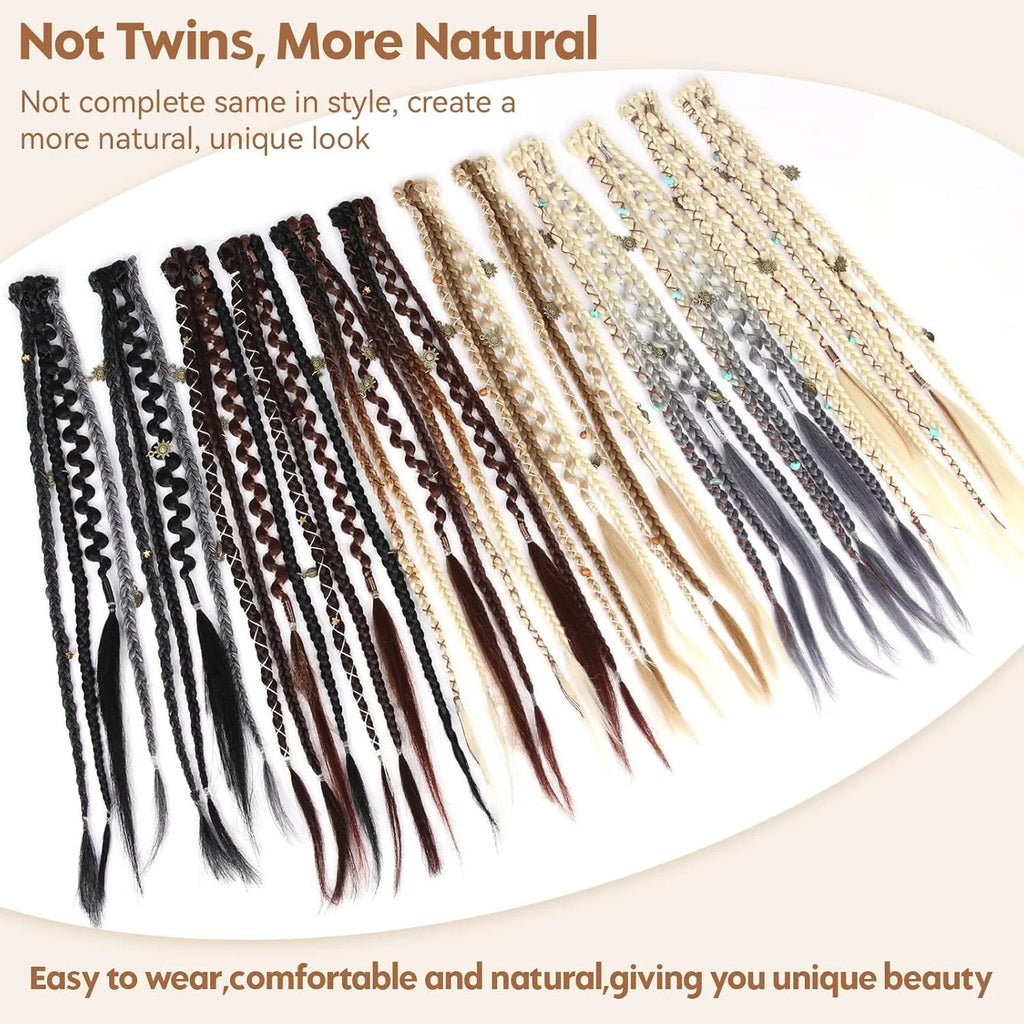 16-Inch Clip-In Dreadlocks Hair Extensions for Women - Natural Look