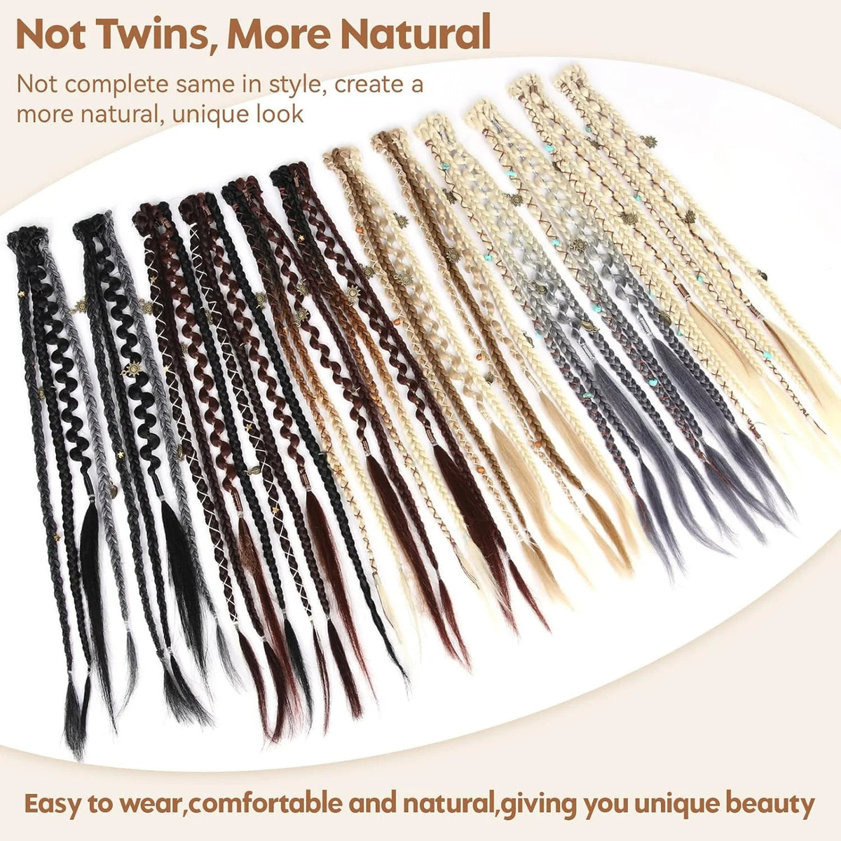 16-Inch Clip-In Dreadlocks Hair Extensions for Women - Natural Look