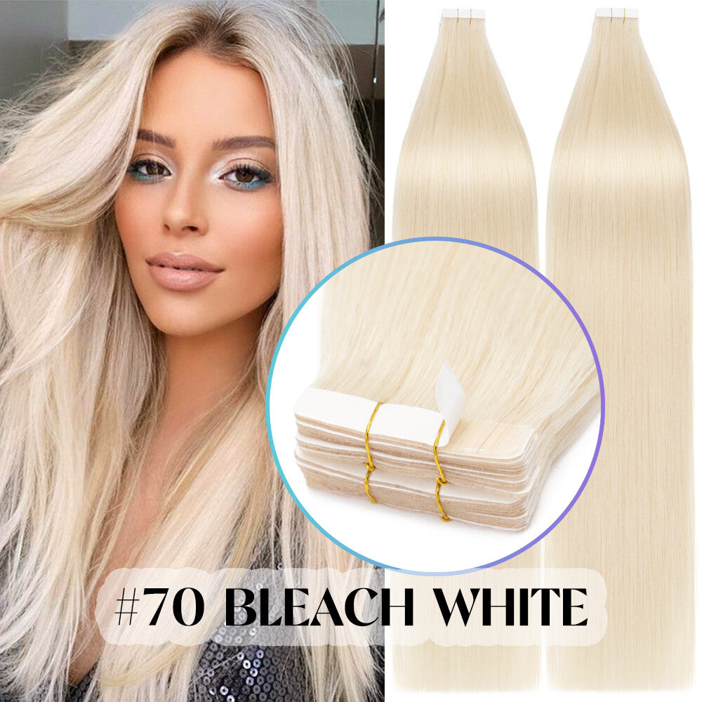 Russian Straight Tape-In Hair Extensions - Thick Remy Human Hair, 150g, All Colors & Lengths