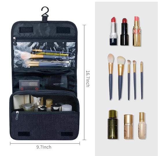 Large Waterproof Travel Toiletry Bag with Hanging Organizer for Men Women