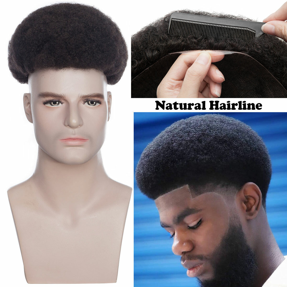 Men's Human Hair Toupee Wig Replacement System - Natural Look & Comfortable Fit