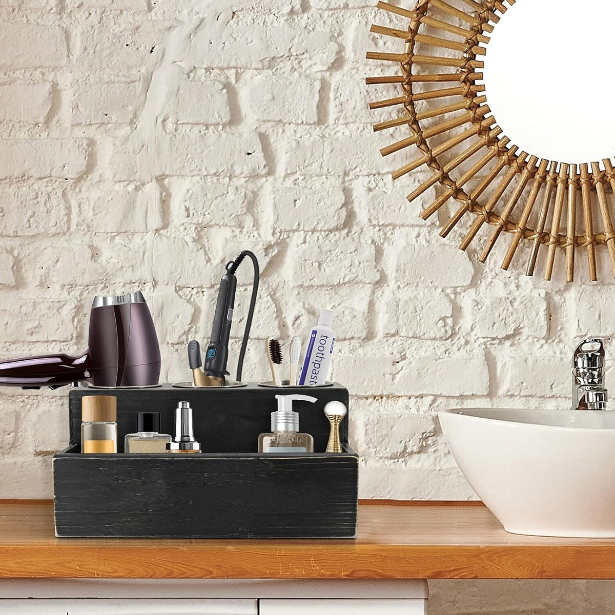 Hair Dryer Organizer Stand with Multiple Compartments for Salon & Bathroom
