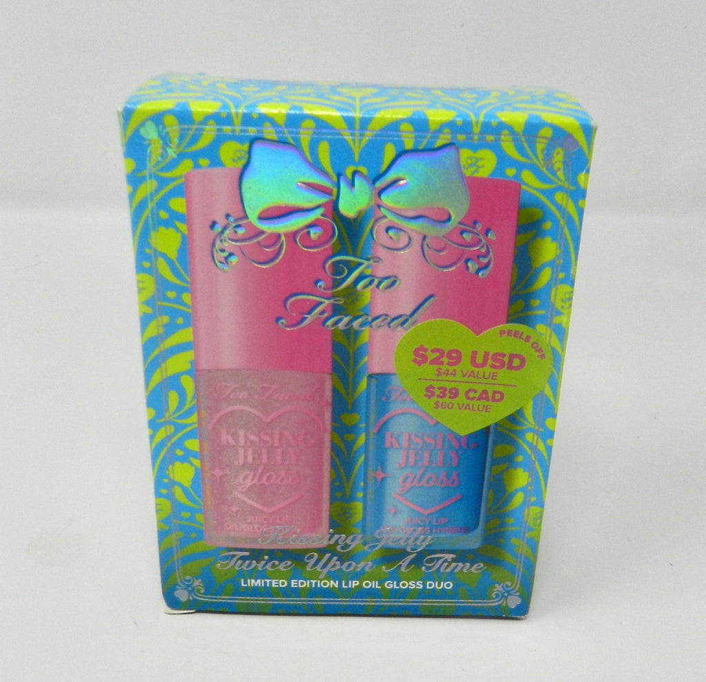 Too Faced Kissing Jelly Lip Oil & Gloss Duo Bubblegum Blue Snow